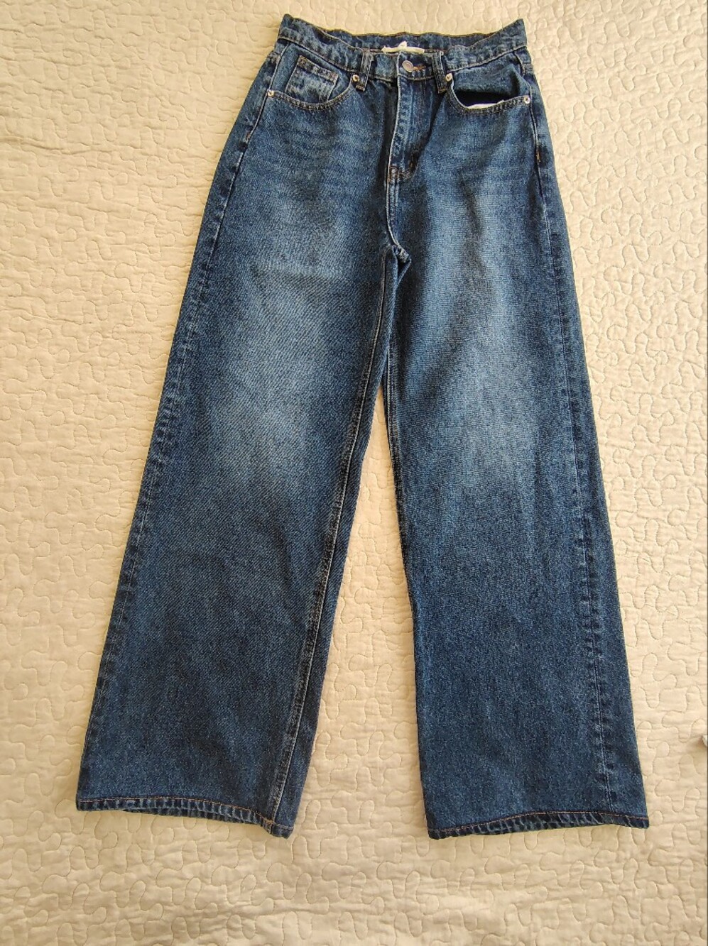 Et Clet High Rise Wide Leg Denim Jeans Blue Medium Wash Sz S